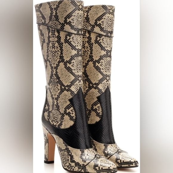 Gucci Baltini Snake-Skin Print Leather Boots 40.5 - Picture 1 of 4